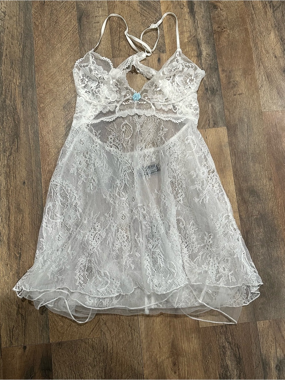 Sheer Floral Lace Chemise Slip in White